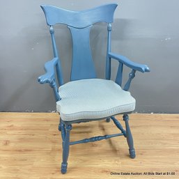 Painted Captain's Chair With Striped Custom Fit Seat Cushion (LOCAL PICK UP ONLY)