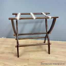 Wood Folding Luggage Rack With Woven Straps (LOCAL PICK UP ONLY)