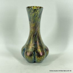 Loetz Or Bohemian Lobed Vase With Iridescent Streaks, Circa 1900s