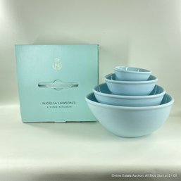 Nigella Lawson's Living Kitchen Set Of 4 Blue Egg-shaped Mixing Bowls In Original Box