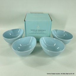 Nigella Lawson's Living Kitchen Set Of 4 Blue Egg-Shaped Bowls In Original Box