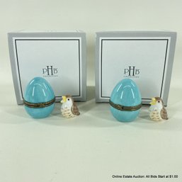 2 PHB Robin's Egg Collection Hinged 2' Trinket Boxes