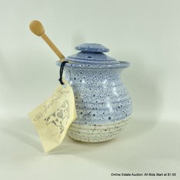 Joan Clark Signed Ceramic Pottery Honey Jar With Dipper