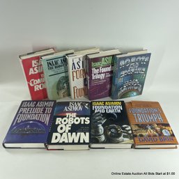 Collection Of Isaac Asimov Science Fiction Hardcover Books, Foundation And Robot Series