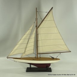 Model Sail Boat On Stand (LOCAL PICKUP OR UPS STORE SHIP ONLY)