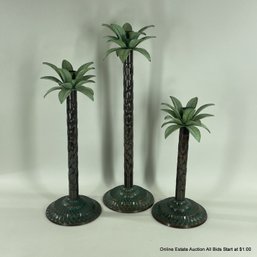Trio Of Palm Tree Candlesticks From Two's Company