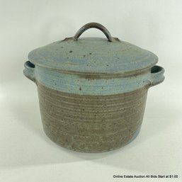 Signed Stoneware Pot With Lid