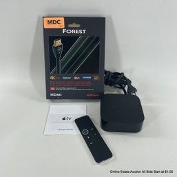 Apple TV Box And Remote With Forest HDMI Cable