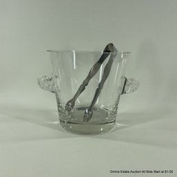 Tiffany & Co. Crystal Ice Bucket With Stainless Steel Ice Tongs