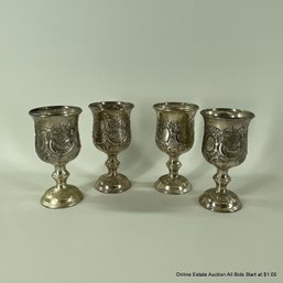 Four Silver Plate Cordial Glasses