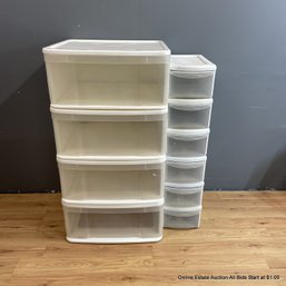 4 Large And 6 Small Stacking Plastic Storage Drawers (LOCAL PICK UP ONLY)