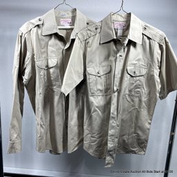 Two CC Filson Co. Khaki Cotton Shirts Size 46
