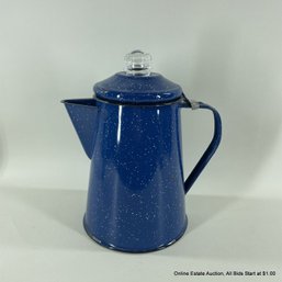 Blue Speckled Enamel Campfire Coffee Percolator
