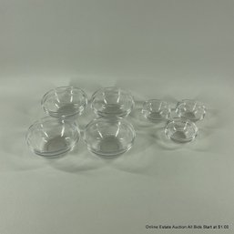 Seven French Rim Glass Prep Or Sauce Bowls In Two Sizes
