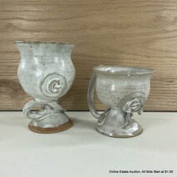 Pair Of Vintage Handmade Pottery Cups, David Keyes