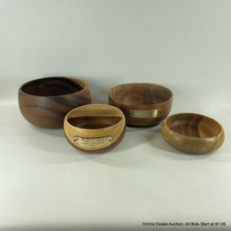 Four Assorted Koa Wood Bowls