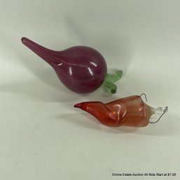 Art Glass Chili Pepper Ornament And Radish