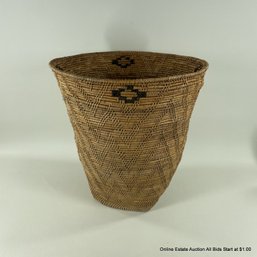 Woven Basket/ With Small Imbricated Design At Top