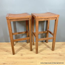 Pair Of 29' Tall Wood Bar Stools (Local Pickup Only)