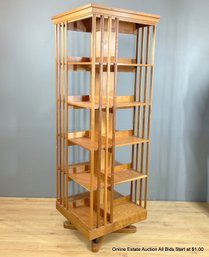 The Bookmill #5 Hand Crafted By Ken And Joann Savage Revolving Wood Bookcase(Local Pickup Only)
