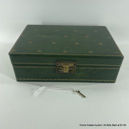 Vintage Green Jewelry Box With Key