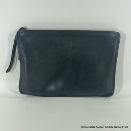 Vintage Coach Black Leather Large Slim Clutch Wristlet Handbag Purse