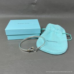 Tiffany & Co. Sterling & 14K Gold Hook & Eye Closure Bracelet In Box And Dust Bag 13 Grams