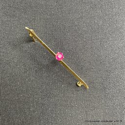 14K Yellow Gold And Pink Topaz Pin