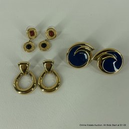3 Pairs Of Monet Earrings