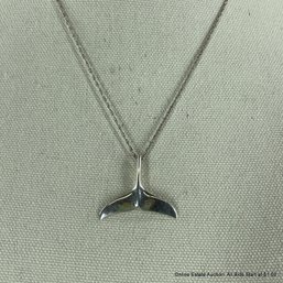 Sterling Silver Whale Fin Pendant On 18' Chain Total Weight 6 Grams