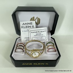Anne Klein Gold Tone Cuff Watch With Changeable Bezels In Original Box