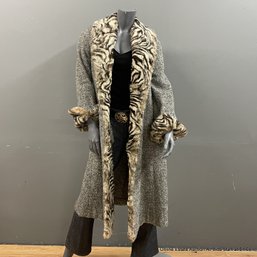 Marni Grey Wool Coat With Fur Collar Size 40
