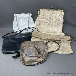 Five Leather And Macrame Handbags
