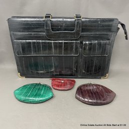 Vintage Eel Skin Briefcase And Coin Purses