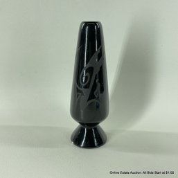 Black Ceramic Bud Vase With Subtle Painted Design