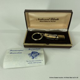 Scrimshaw Key Chain Pocket Knife With Whale Design From National Blade, In Original Box