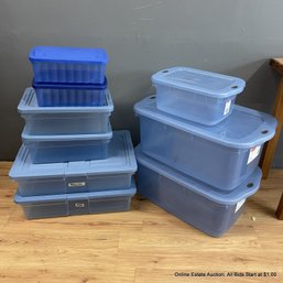 Large Lot Of Assorted Blue Plastic Storage Bins (LOCAL PICKUP ONLY)