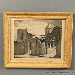 Signed Ink Etching On Paper, Two Gates-Monterrey By Charles Capps