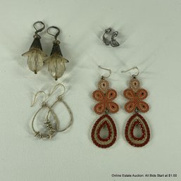 Four Pairs Of Vintage Pierced Earrings