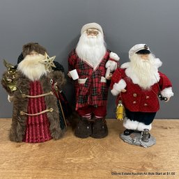 Set Of Three Standing Santa Dolls In Various Themes