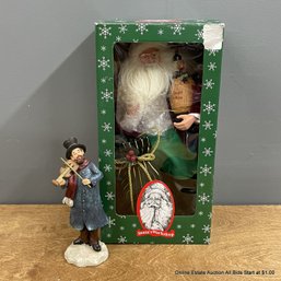 Santa's Workshop Wine Santa In Original Box And Caroler Figurine