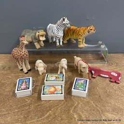 Assorted Animal Themes Christmas Ornaments And Miniature Wood Puzzles