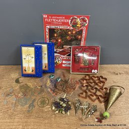 Assorted Collection Of Metal Christmas Decor Including Ornaments, Cookie Cutters, Star Chimes And More