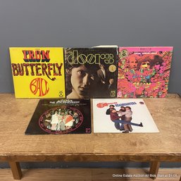 Five Vinyl Records From The Doors, Cream, Iron Butterfly, The Monkees', And The 5th Dimension