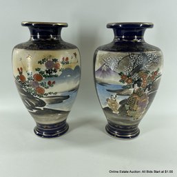 Pair Of Japanese Porcelain Vases One Has Major Repair