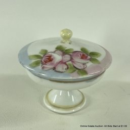 Small Porcelain Footed Dish With Hand Painted Lid