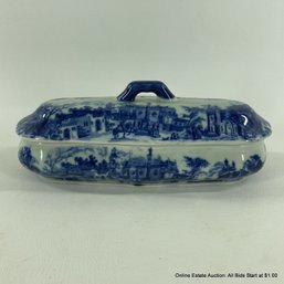 Ironstone Flow Blue Style Divided Lidded Dish