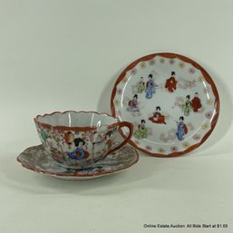 Japanese Porcelain Cup And 2 Saucers