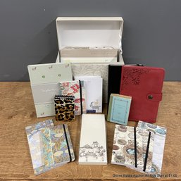 Assortment Of Blank Notebooks, Notepads, And A Hallmark Greeting Card Filing System