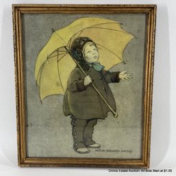 Framed Offset Lithograph Of Girl With Umbrella By Jessi Willcox Smith